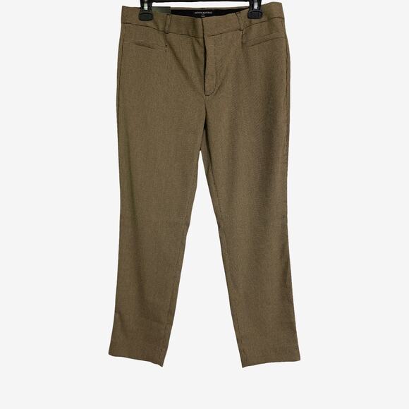 Banana Republic Sloan Machine-Washable Ankle Pants Brown Micro Check Size 8 NWT - Picture 2 of 12